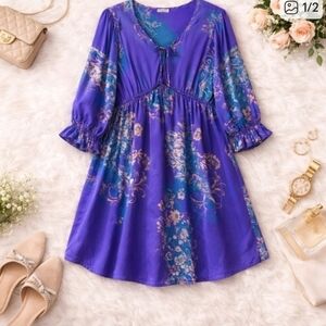Floral Purple and Blue Blouse/dress.